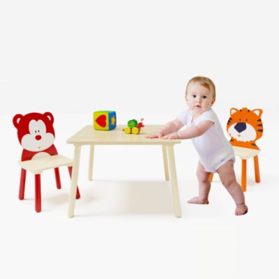 Kids Wooden Table & Chair Set (Bear Tiger)