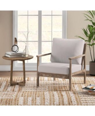 Modern Accent Chair with Solid Rubber Wood Armrests