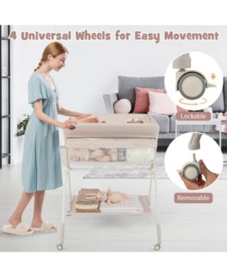 Portable Baby Changing Table with 3-Level Adjustable Height Convenient and Comfortable for Diapering on the Go