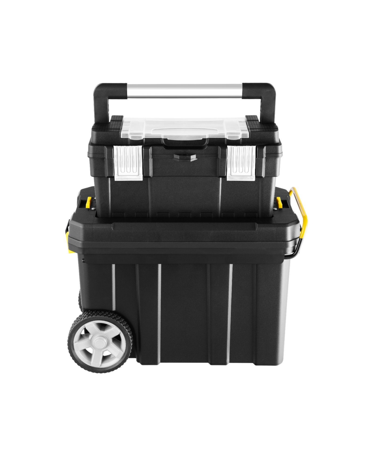 2-in-1 Rolling Tool Box Set Mobile Tool Chest Storage Organizer Portable - Black