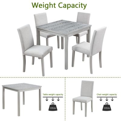 5-Piece  wooden Crystal Dining Set with Upholstered Chairs