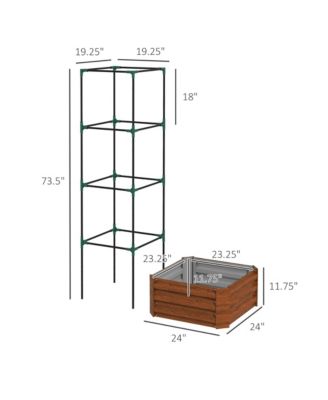 Galvanized Steel Raised Planter with Trellis for Tomatoes