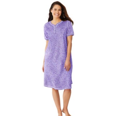 Women's Plus Size Short Henley Sleepshirt