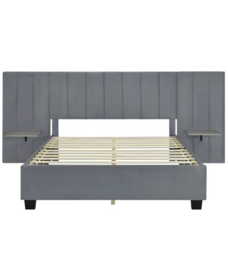 Streamdale Queen Velvet Platform Bed with Headboard
