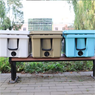 Khaki Color Ice Cooler Box 65Qt Camping Ice Chest Beer Box Outdoor Fishing Cooler