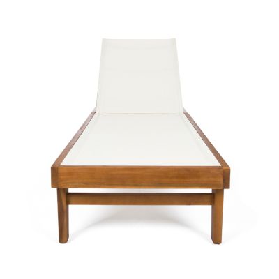 Streamdale Acacia Wood and Mesh Outdoor Chaise Lounge for Relaxation