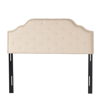 Contemporary Button-Tufted Upholstered Headboard with Nailhead Accents
