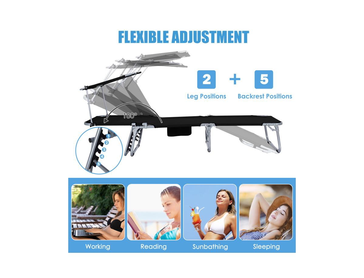 Slickblue Set of 2 Portable Reclining Chair with 5 Adjustable Positions