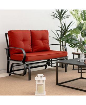 Patio 2-Person Glider Bench Rocking Loveseat with Cushioned Armrest