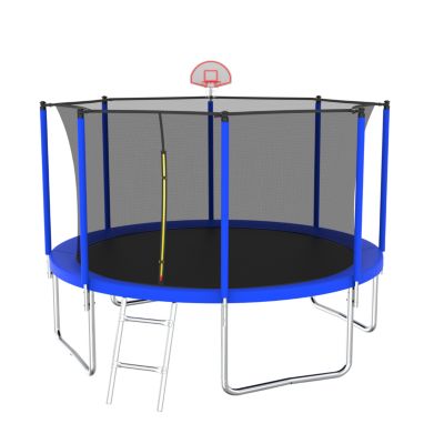 12 ft UV-Safe Trampoline with 8 Enclosure Poles and Safety Net