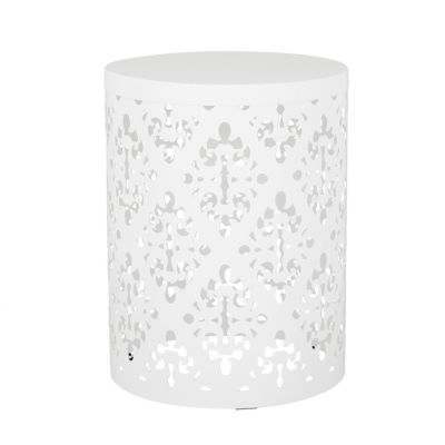 Streamdale Airy Modern Side Table with Iron Cut Floral Design