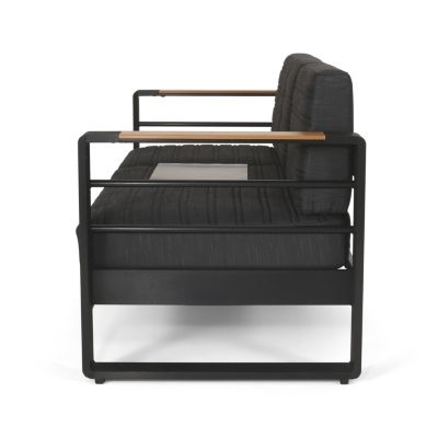 Streamdale Water-Resistant Aluminum Outdoor Sofa with Wood Composite Accents