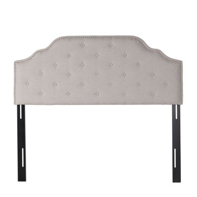 Contemporary Upholstered Button Tufted Headboard with Nailhead Accents