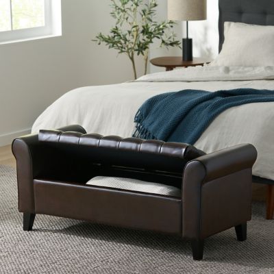 Streamdale Contemporary Diamond Tufted Storage Ottoman with Rolled Arms
