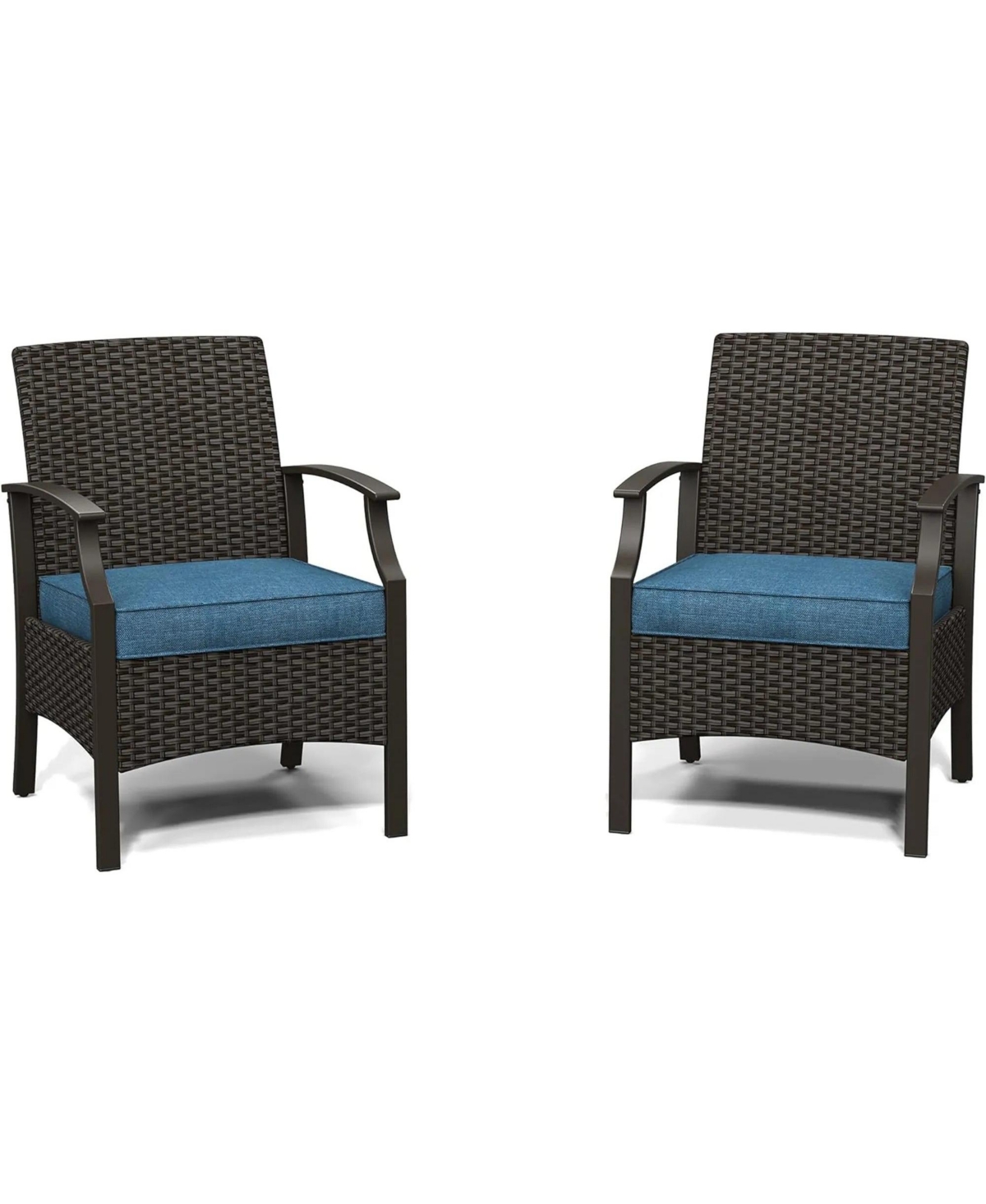 Mondawe Wicker Formal Dinning Chair With Cushions In Metal Frame (Set of 2)