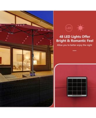 Double-Sided Patio Umbrella with 48 LED Lights for Evening Outdoor Shade