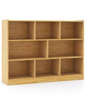 8 Cube 3-Tier Open Wooden Bookshelf Toy Storage Organizer with Anti-toppling Kits