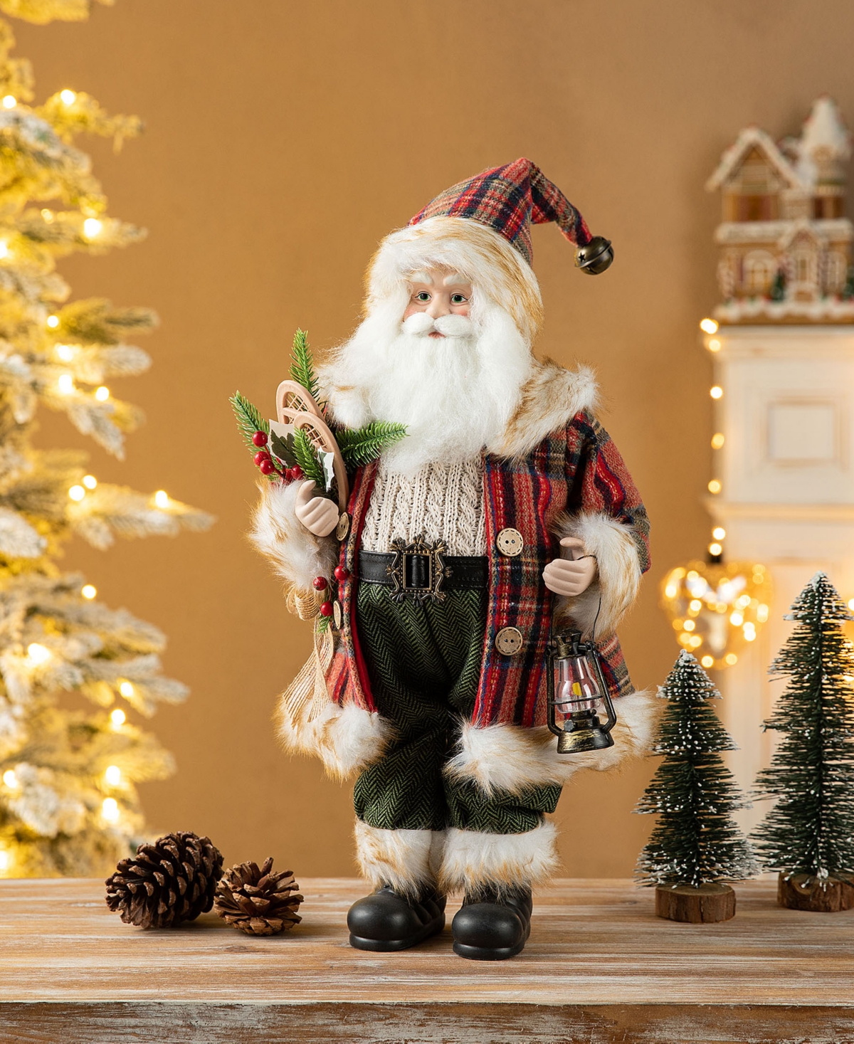 Glitzhome 18 H Christmas Woodland Santa Figurine With Porcelain Face In Multi