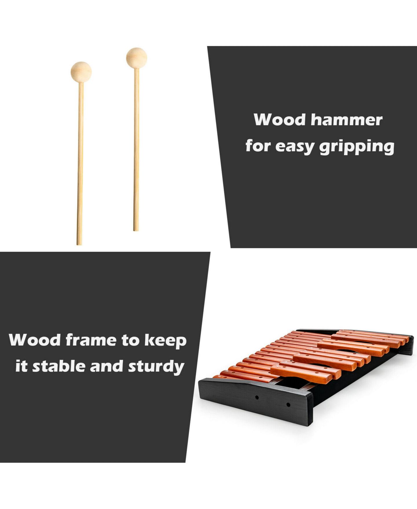 Детская игрушка Costway 25-Note Wooden Xylophone Percussion Musical Instrument, Ages 2+, цвет: Коричневый — фото 5