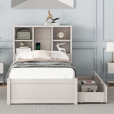 Streamdale Modern Twin Bed Frame with USB Port & Storage