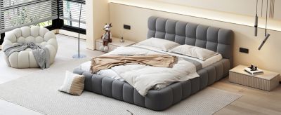 Queen Fabric Upholstered Platform Bed