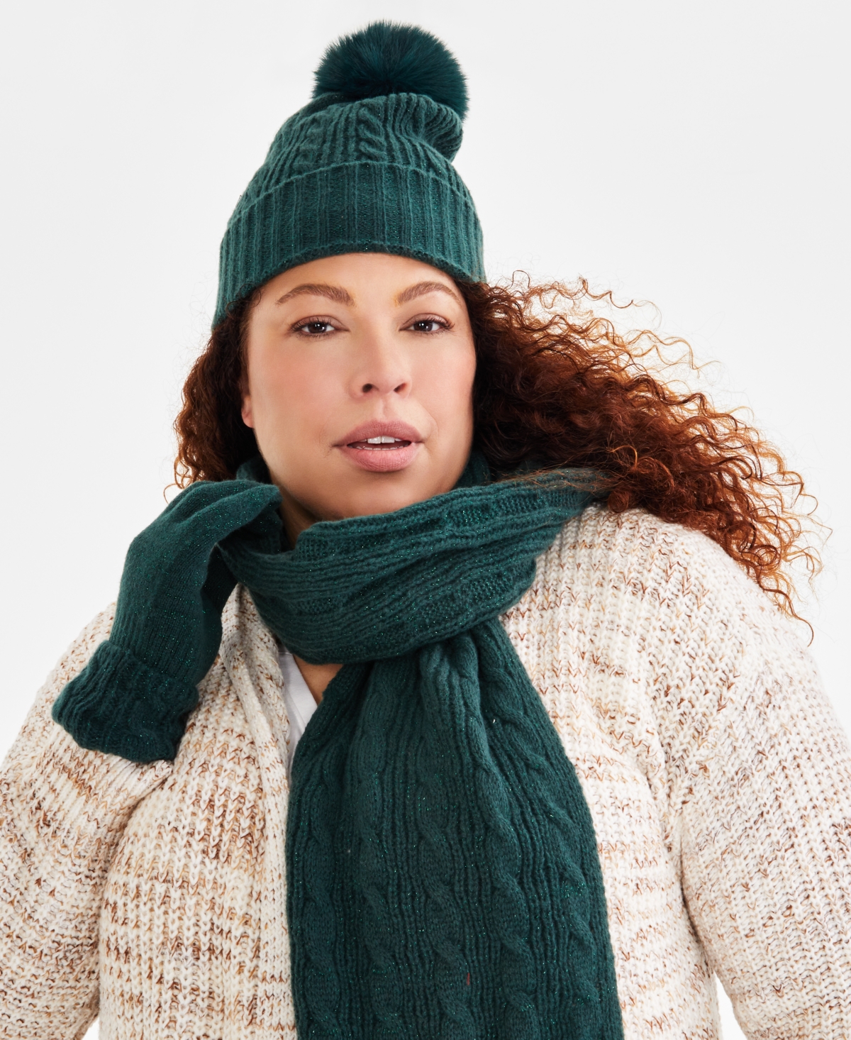 Style & Co Rib Edge Shine Cable Knit Scarf, Created for Macy's