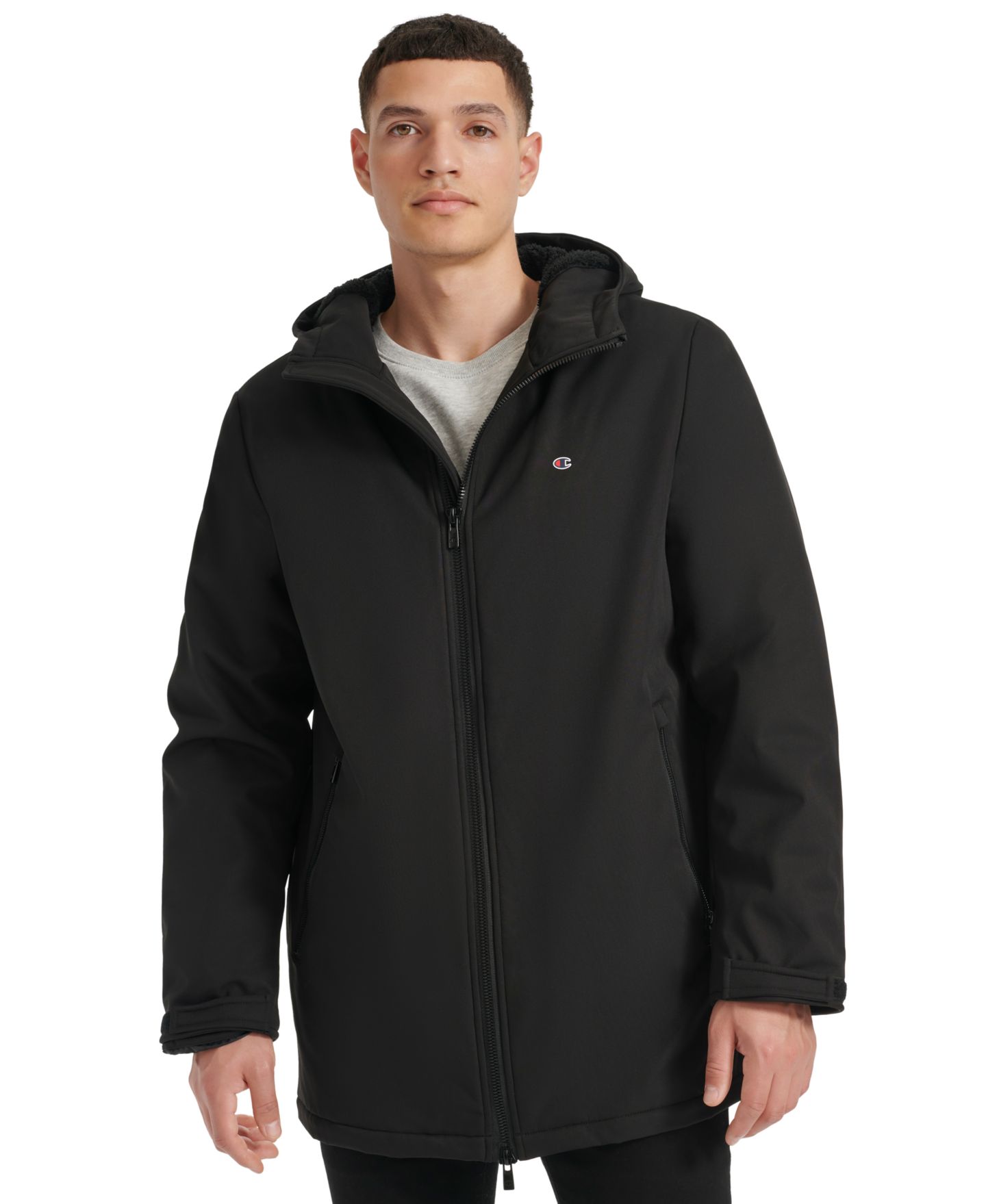 Мужская куртка Champion Performance Hooded, Faux Sherpa-Lined, цвет: Чёрный — фото 1