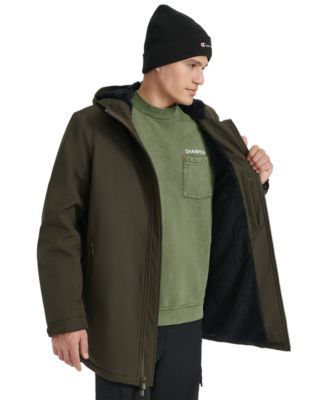 Men's Performance Hooded, Faux Sherpa-Lined Peacoat Jacket