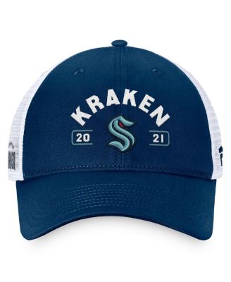 Men's Deep Sea Blue/White Seattle Kraken Free Kick Trucker Adjustable Hat