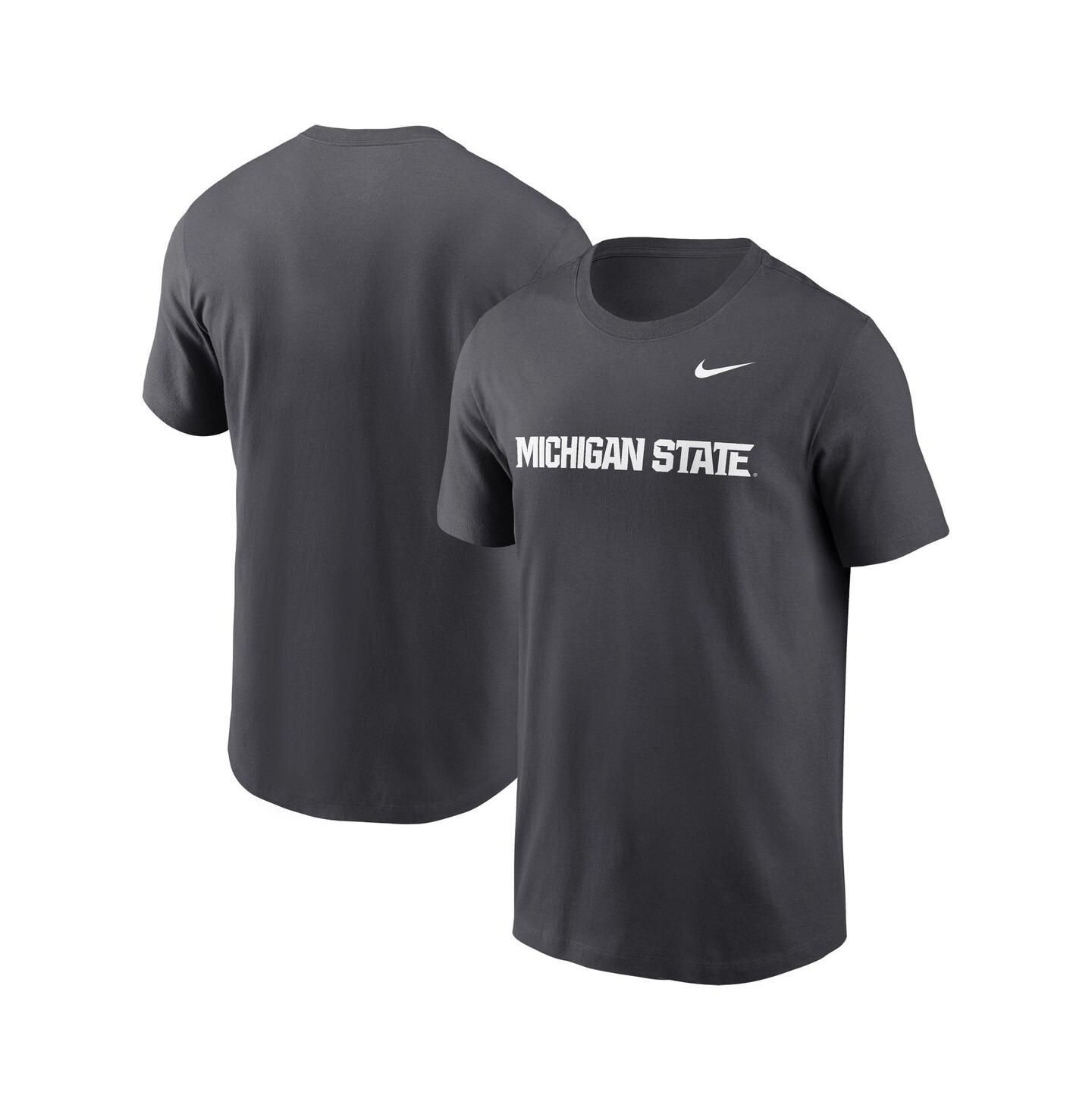 Мужская футболка Nike Michigan State Spartans Primetime Evergreen Wordmark, цвет: Меланжевый серый — фото 4