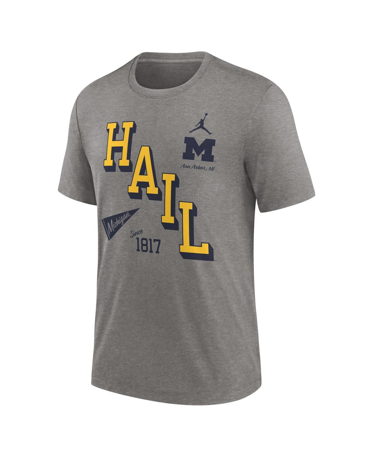 Shop Jordan Men's Heather Gray Michigan Wolverines Blitz Roll Call Tri-blend T-shirt