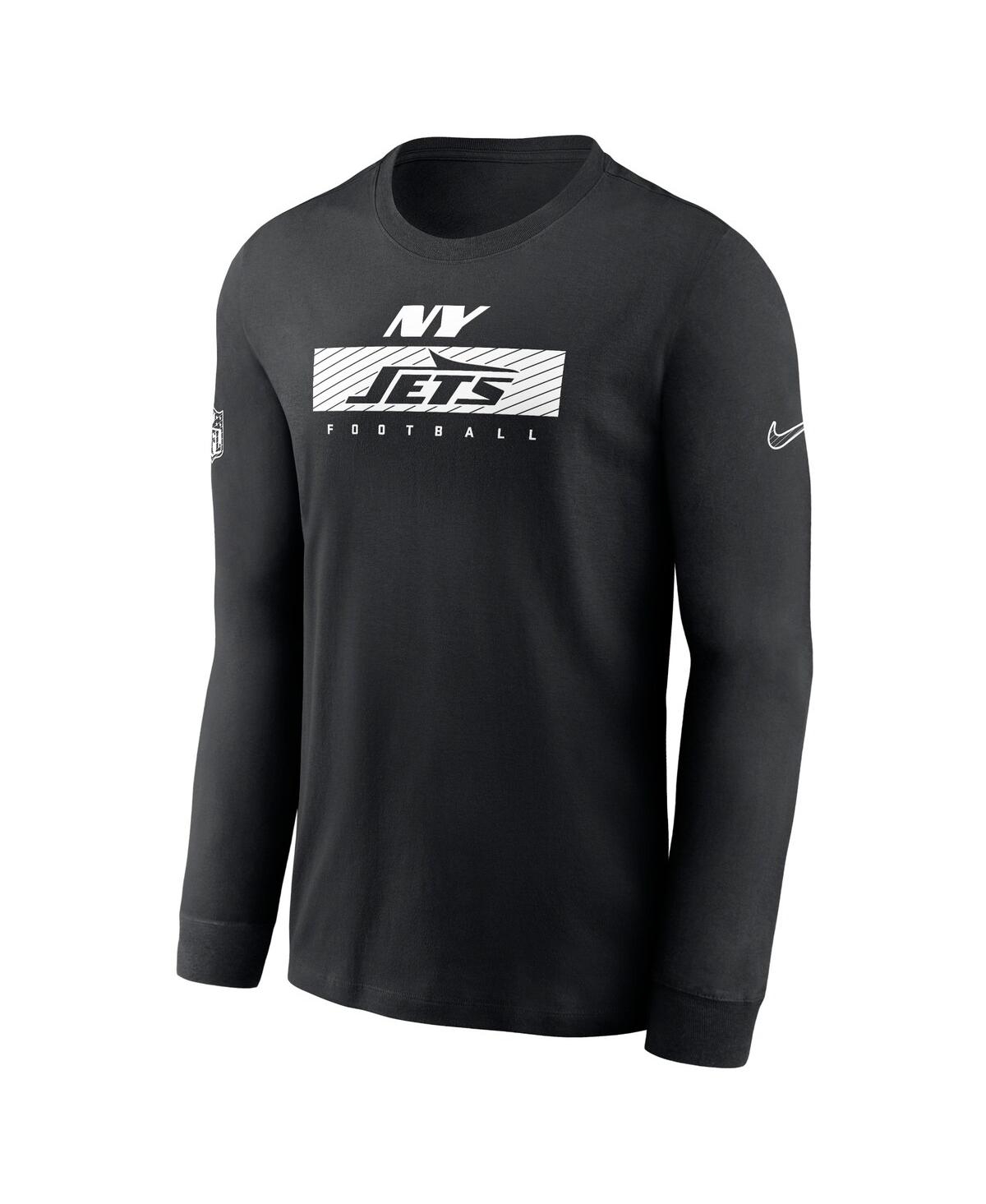 Nike Black New York Jets Sideline Performance Long Sleeve T-shirt In Black