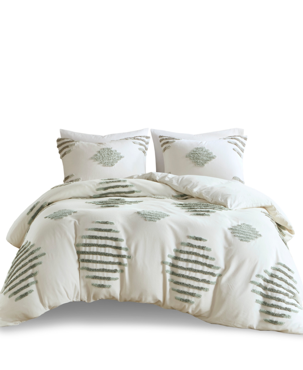 Ink+ivy Tahli Tufted Chenille 3-pc. Duvet Cover Set, Full/queen In Green,ivory