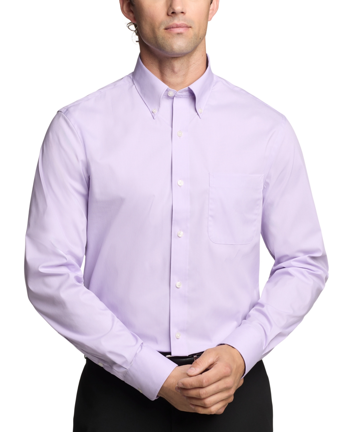 Tommy Hilfiger Th Flex Dress Shirt Mens Lavender Long Sleeve Button Down Mac110 In Lavender