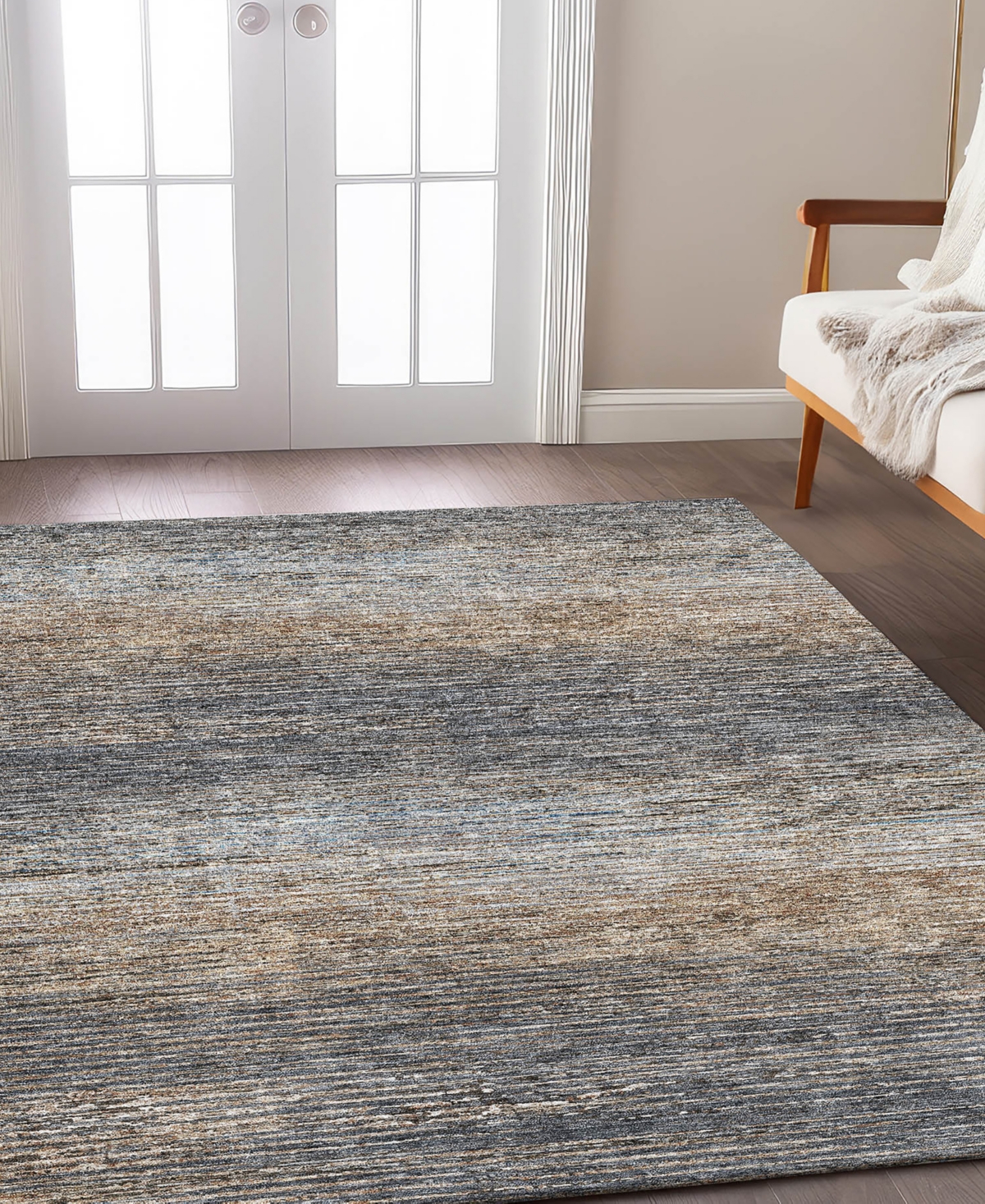 Dalyn Trevi Washable Tv1 2'3"x7'6" Runner Area Rug In Gray