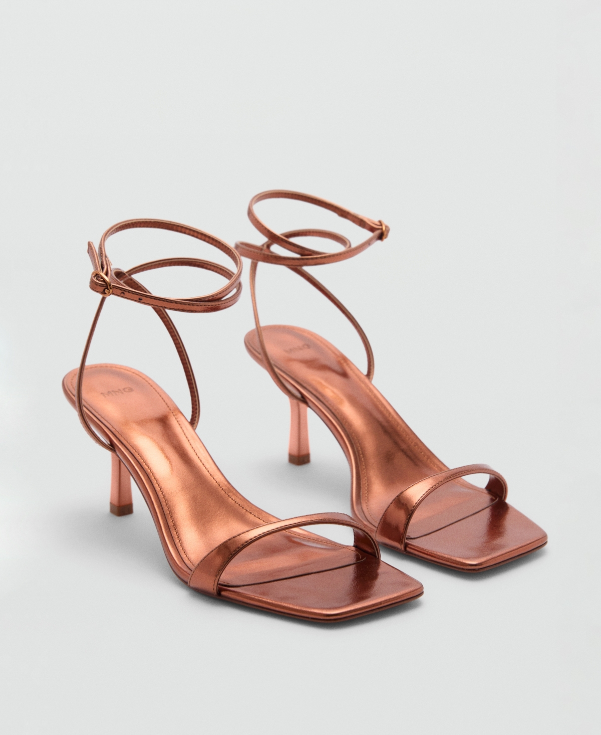Shop Mango Women's Strappy Heeled Sandals In Copper