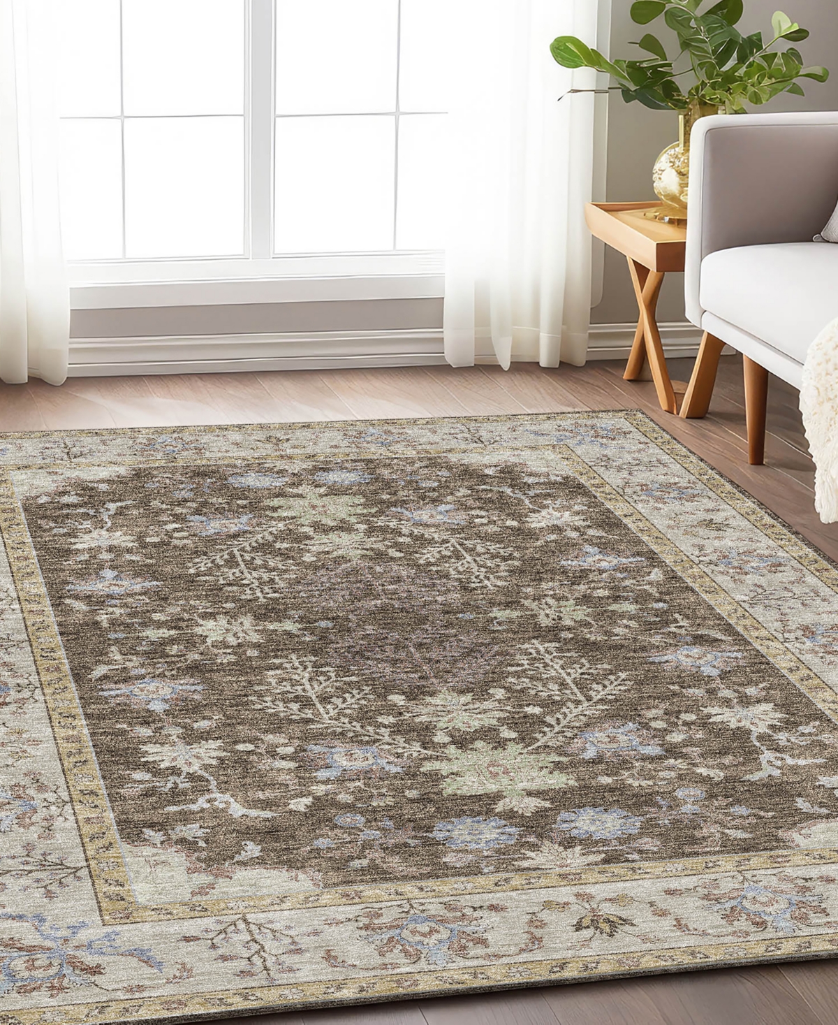 Dalyn Hatay Washable Hy9 2'3"x7'6" Runner Area Rug In Brown
