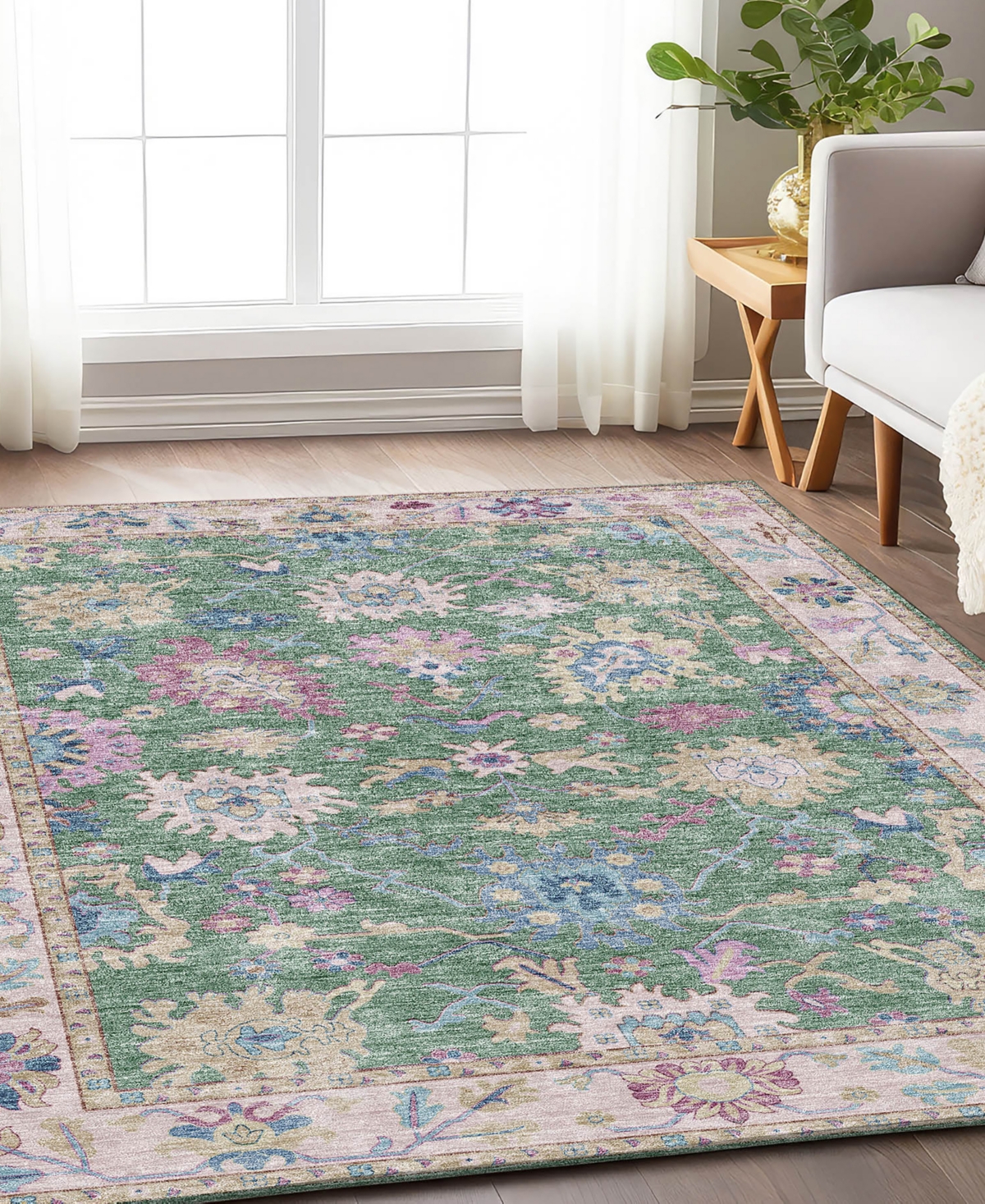 Shop Dalyn Hatay Washable Hy7 9'x12' Area Rug In Lime