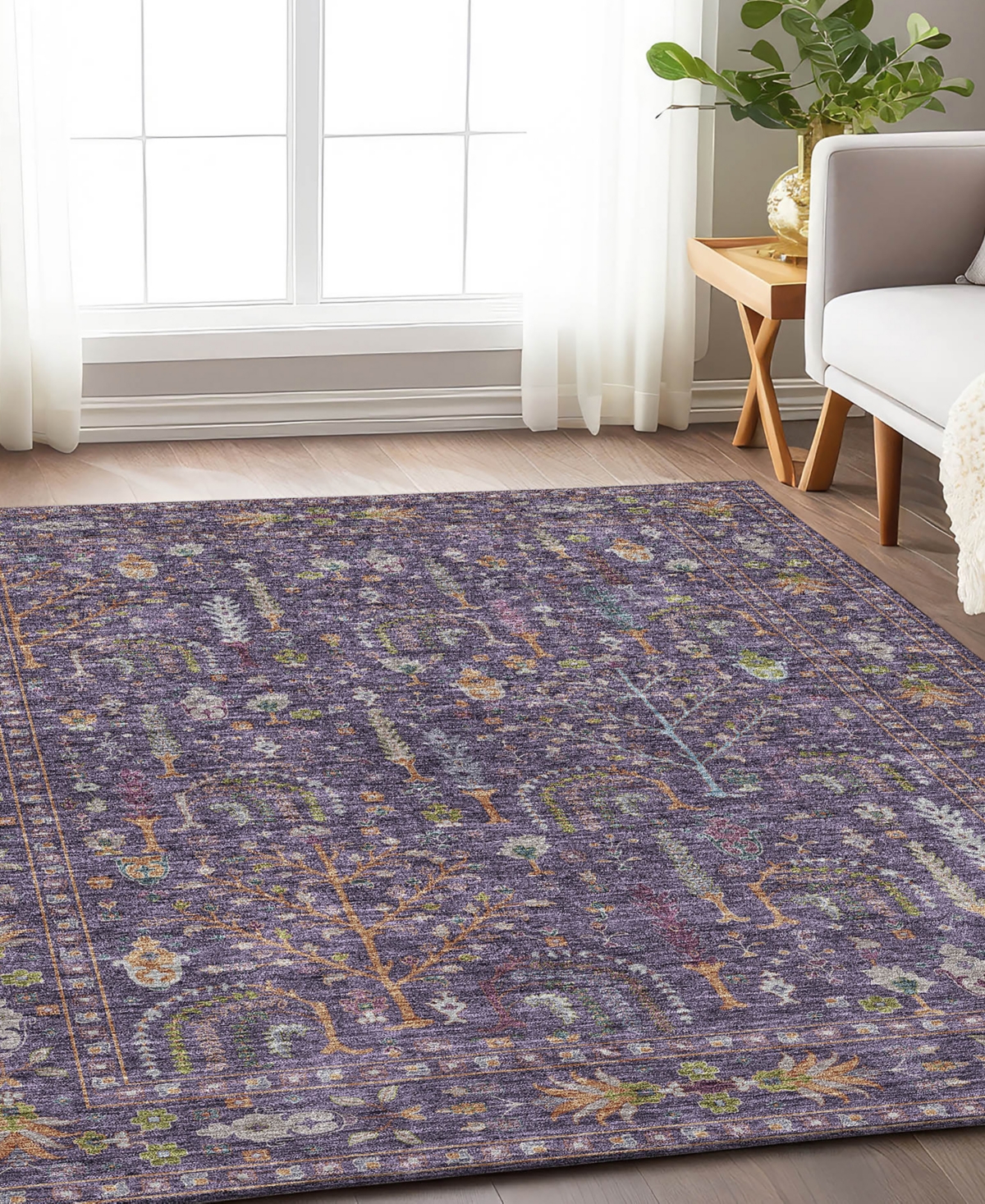 Dalyn Hatay Washable Hy5 2'3"x7'6" Runner Area Rug In Eggplant