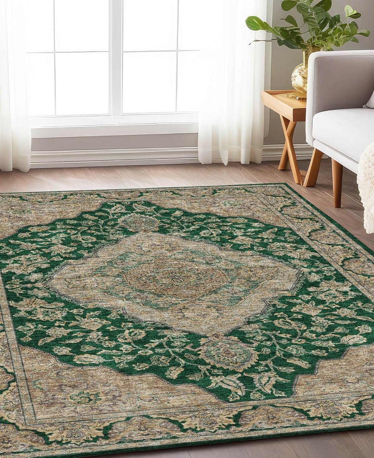 Dalyn Hatay Washable Hy3 2'3"x7'6" Runner Area Rug In Jade