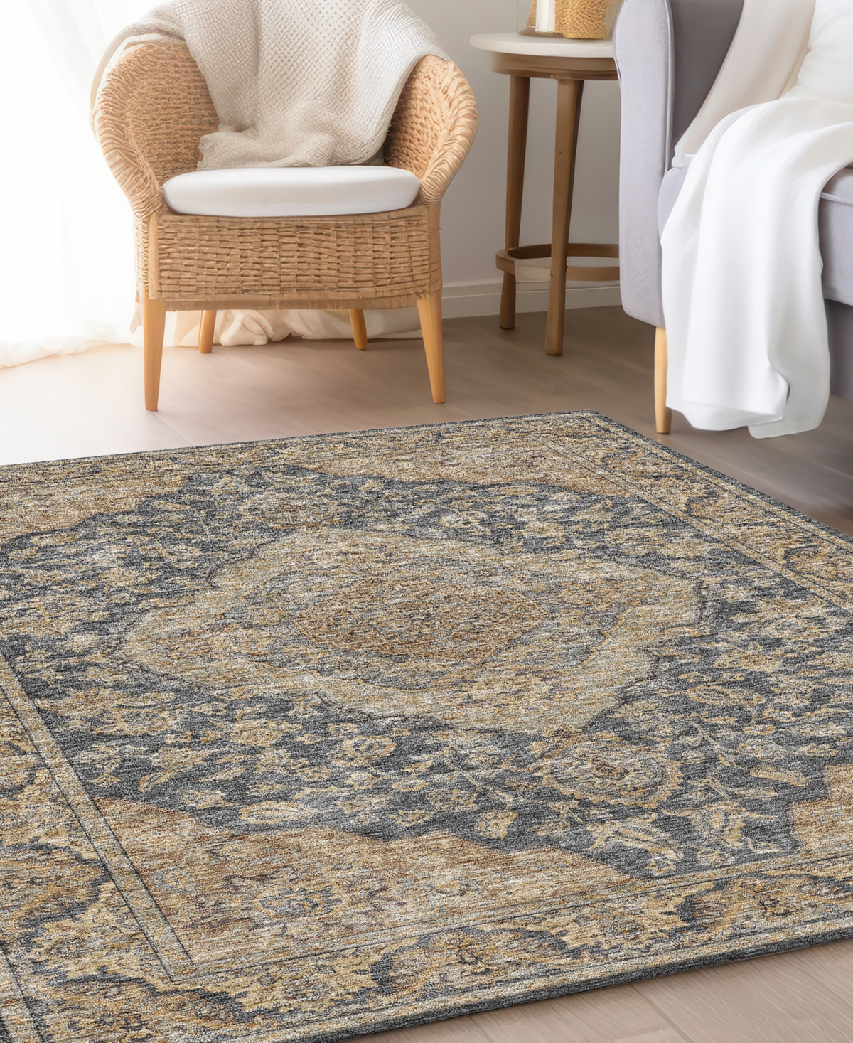 Dalyn Hatay Washable Hy3 5'x7'6"area Rug In Charcoal