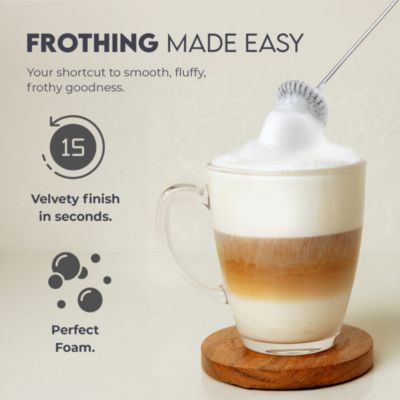 FrothMate Powerful Portable & Compact Milk Frother - No Stand Electric Whisk