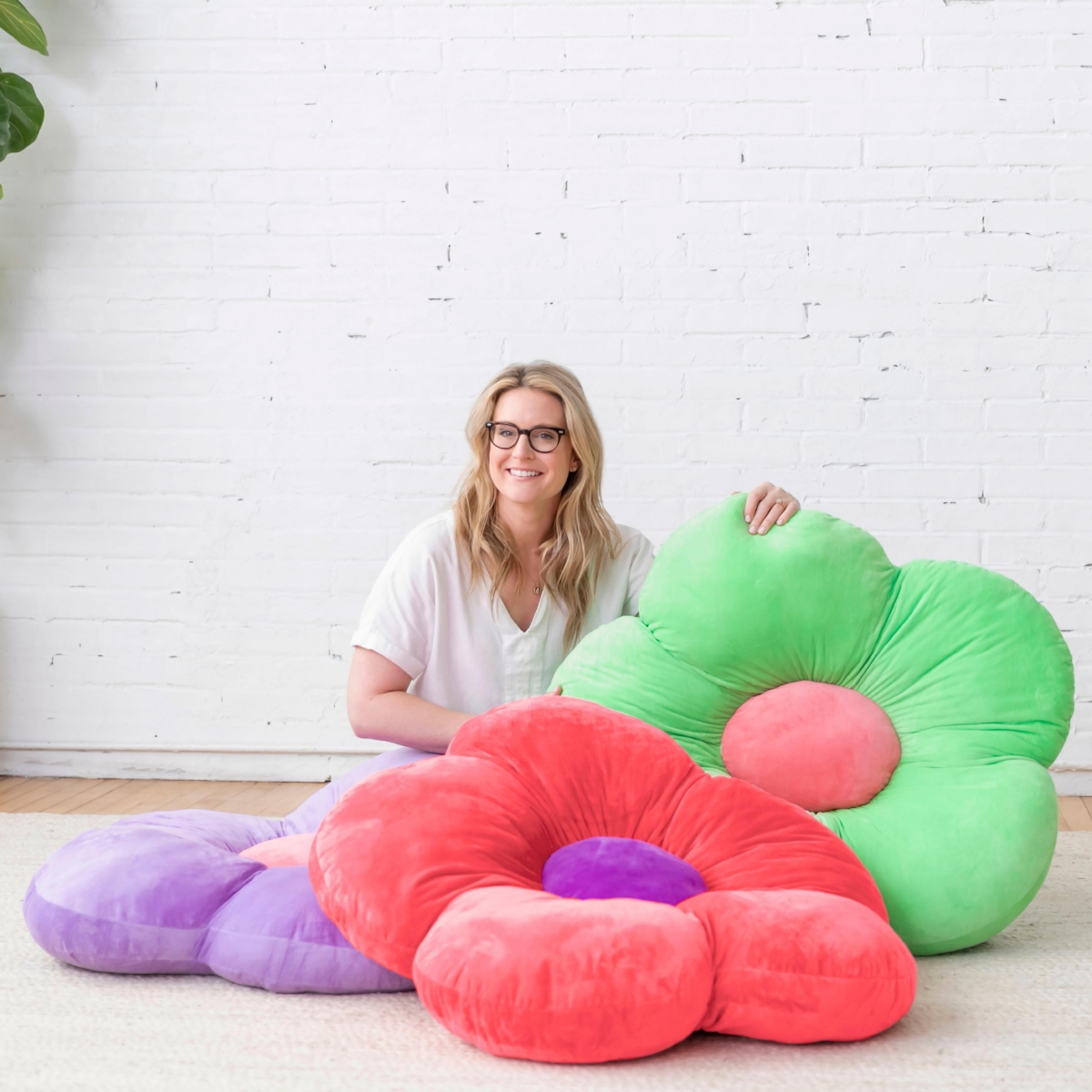 ECR4Kids SoftZone Flower Floor Pillow,- Bright pink