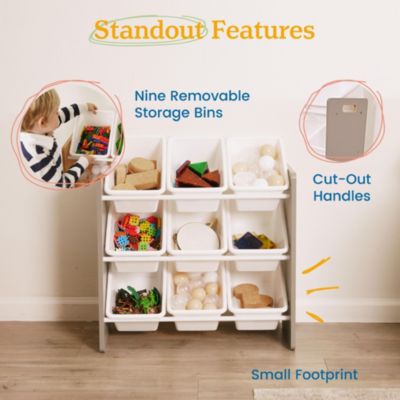 3-Tier Storage Organizer with 9 Bins - Grey/White