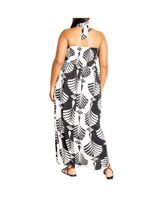 Plus Size Peta Border Print Maxi Dress