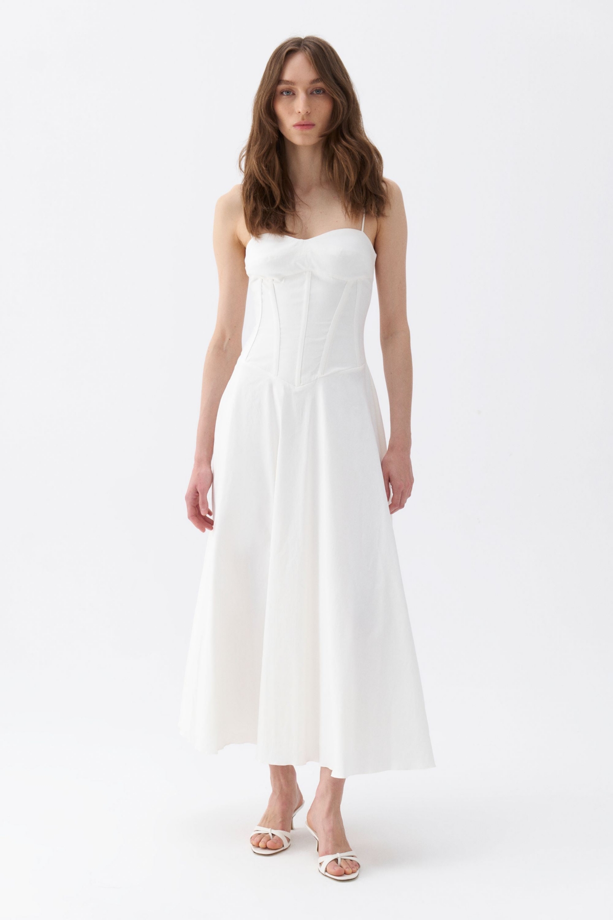Women's Corset Detailed Dress - Open white