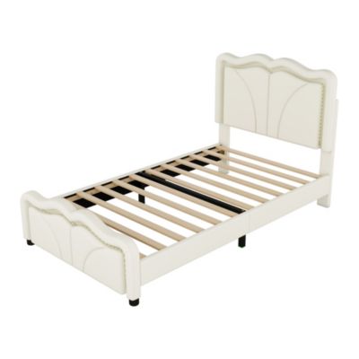 Streamdale Twin Platform Bed with LED Lights and Adjustable Headboard