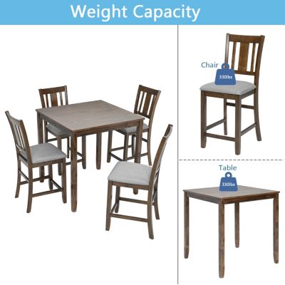Elegant 5-Piece Solid Wood Counter Height Dining Set