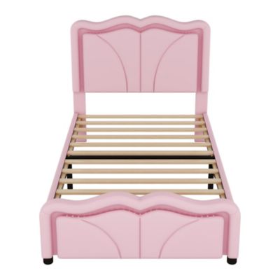 Twin Platform Bed with LED Lights and Adjustable Headboard