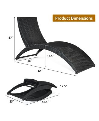 2PCS Foldable Rattan Wicker Chaise Lounge Chair w/ Cushion Patio Outdoor